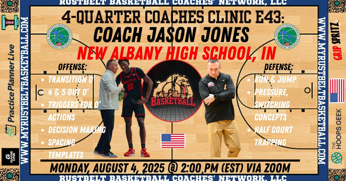 4-Quarter Coaches Zoom Clinic E43:  Jason Jones, New Albany HS (IN)