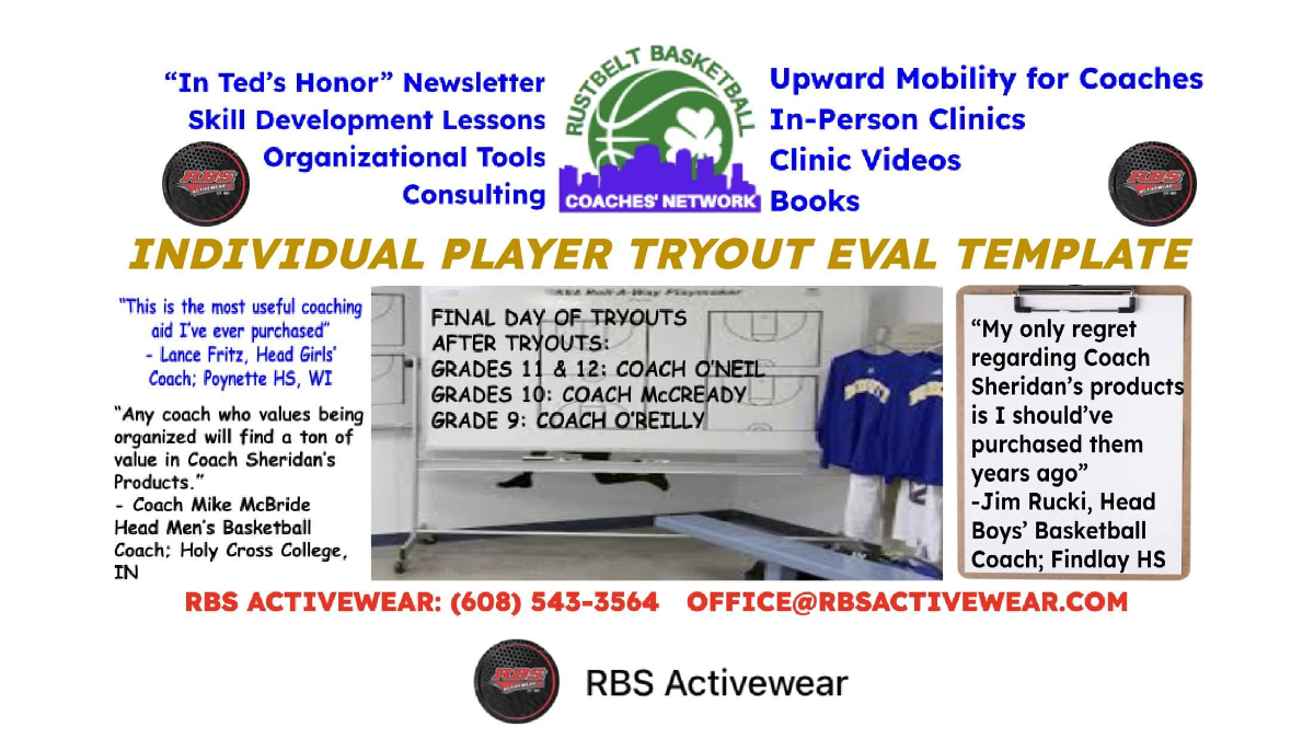 INDIVIDUAL PLAYER TRYOUT EVALUATION TEMPLATE