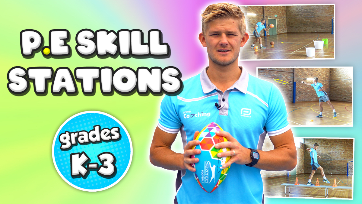 PE Stations & Activities: Lessons & cards for PE & Sport Skills Grades K-3