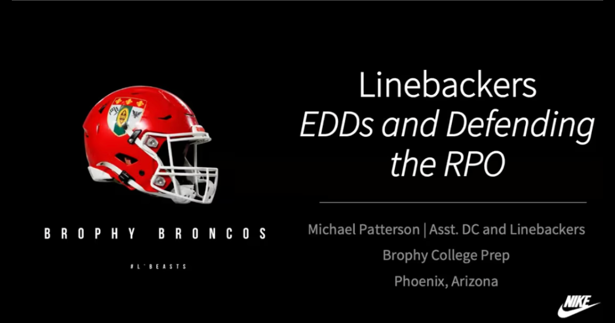 Michael Patterson - Linebackers  EDDs and Defending the RPO