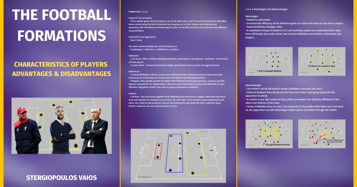 THE SOCCER/FOOTBALL FORMATIONS. PLAYER ROLES. ADVANTAGES AND DISADVANTAGES.