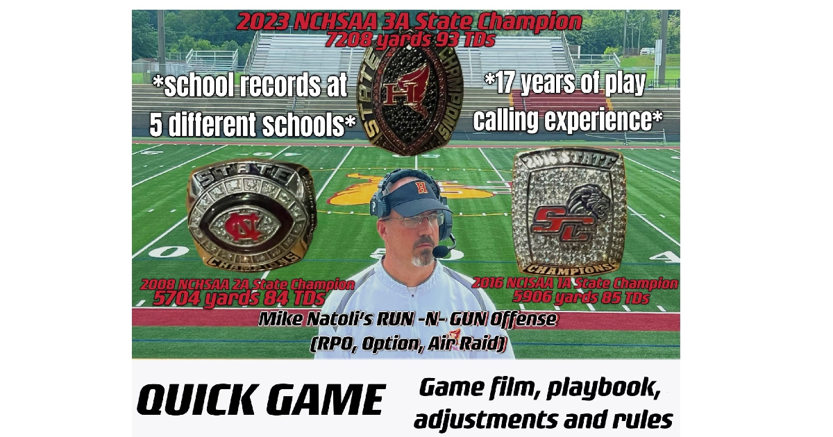 QUICK GAME:  Game film, playbook, adjustments, and rules.